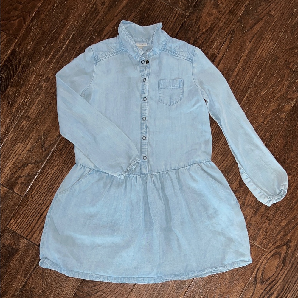 Cherokee Light Blue Long Sleeve Shirt Dress for Girls